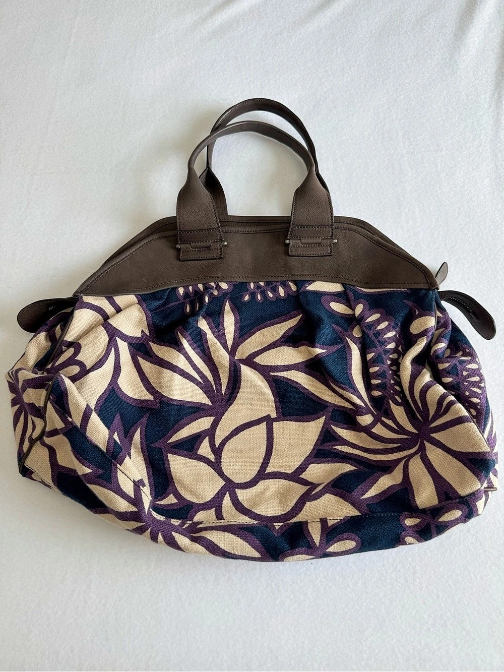 Rare NWT MARNI Floral Canvas & Leather Balloon Hobo slouchy Bag Made in Italy